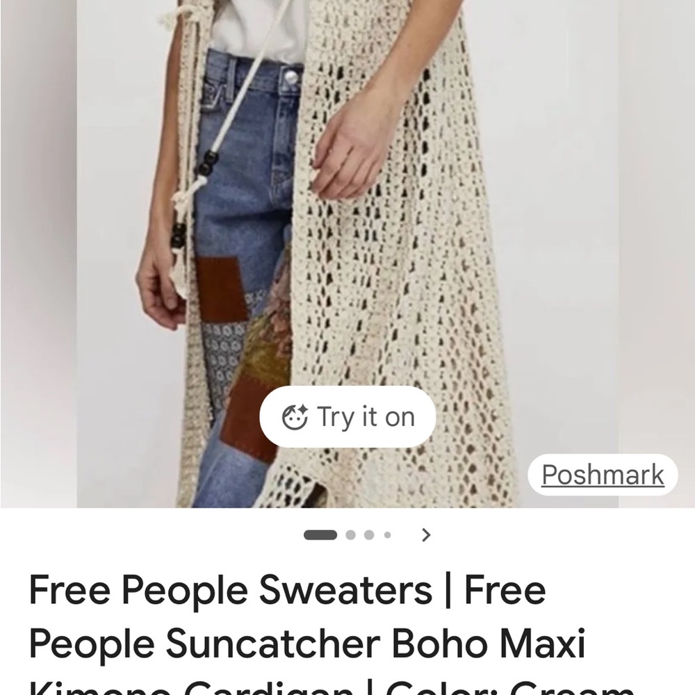Free People Ivory Crochet Duster - Picture 9 of 11